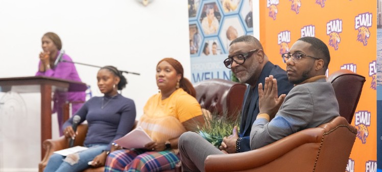 Panel discussion at a College Health and Wellness Tour campus forum